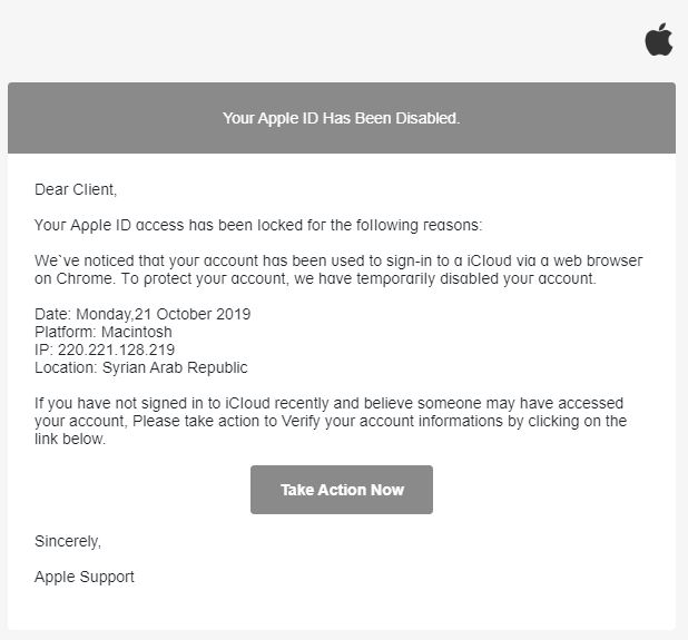Apple ID Email Scam