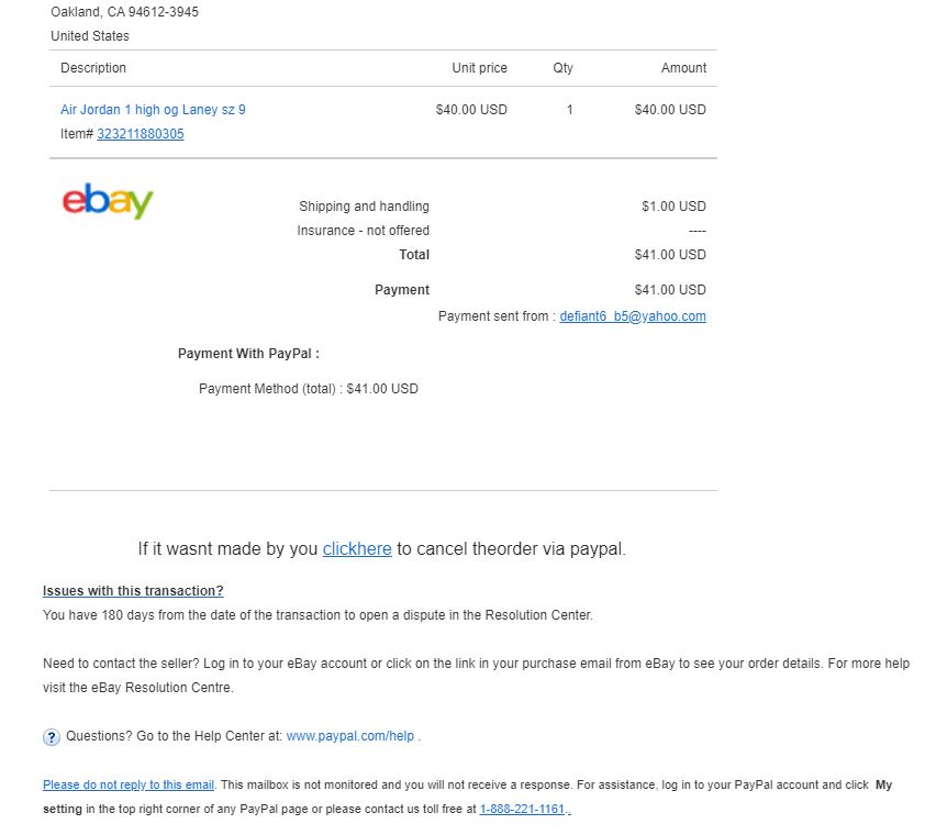 PayPal Email Scam