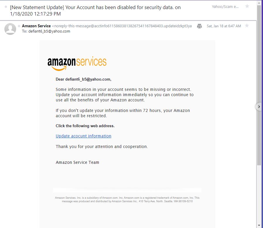 Amazon Phishing Email and How to Avoid Becoming a Victim ...