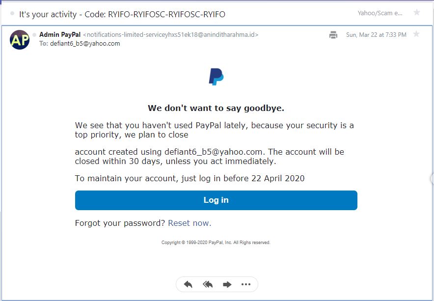 Admin PayPal - Fake