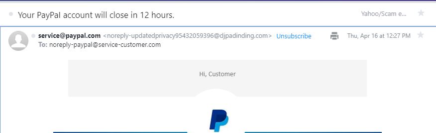 PayPal addressing you