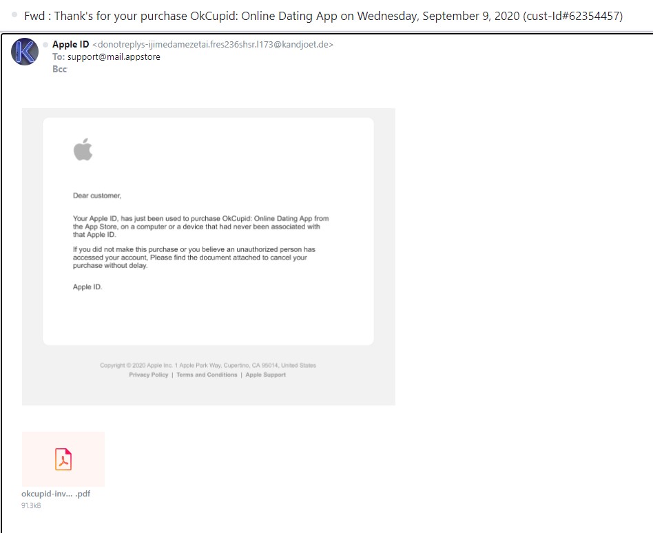 Apple ID Phishing Email