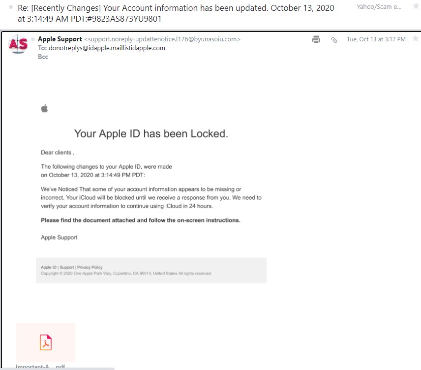 Phishing Apple Email