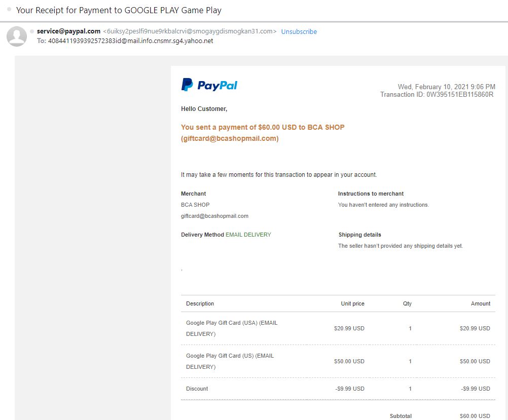 PayPal Phishing Scam