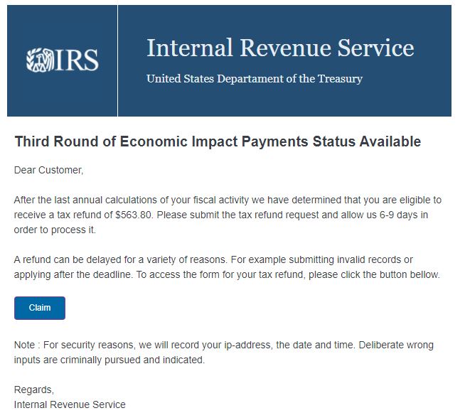 IRS Phishing Email Scam