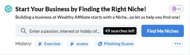 Wealthy Affiliate's Niche Finder